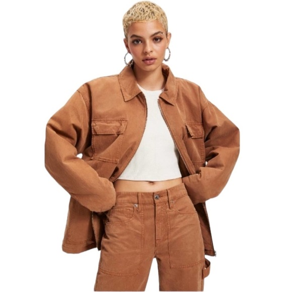 Good American Chore Jacket in Rust Oversized Zip Up Size 4 XL NWT - Picture 2 of 15